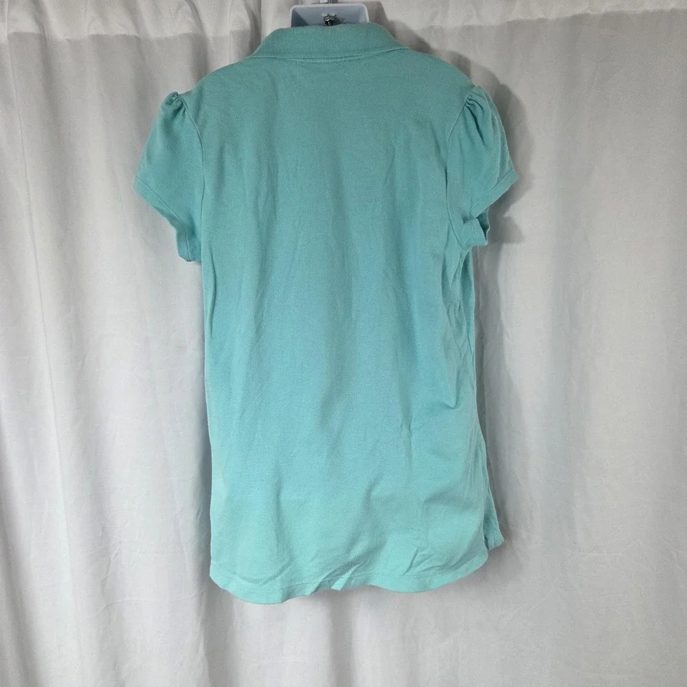 The Children's Place Polo Shirt Girls 10-12 Blue Ruffle Placket Stretch Top